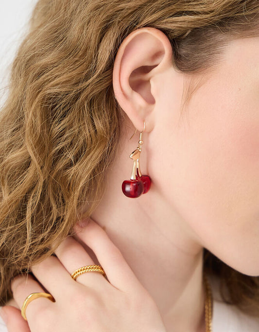 RESIN CHERRY DROP EARRINGS