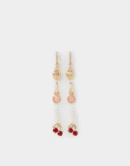 3-Pack Cherry Pearl Hoop Earrings