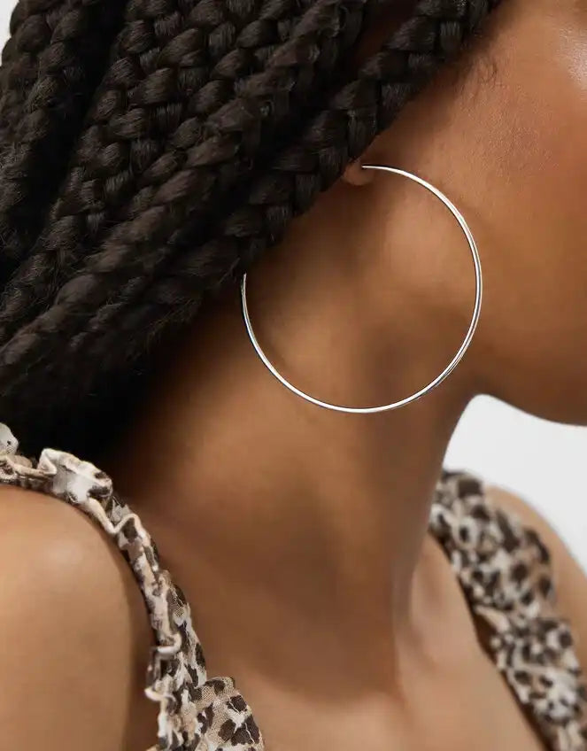 Large Hoop Earrings Silver