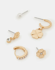 10 X GOLD CLOVER EARRINGS STACK