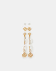 10 X GOLD CLOVER EARRINGS STACK