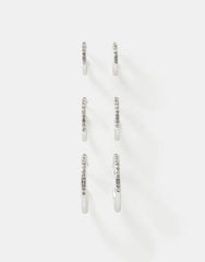 3-Pack Diamanté Hoop Earrings Silver