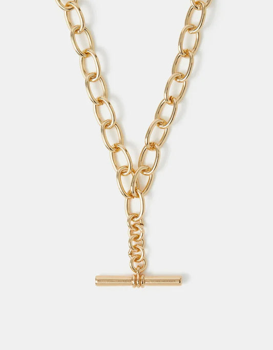 T-Bar Link Chain Necklace Gold