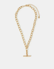 T-Bar Link Chain Necklace Gold