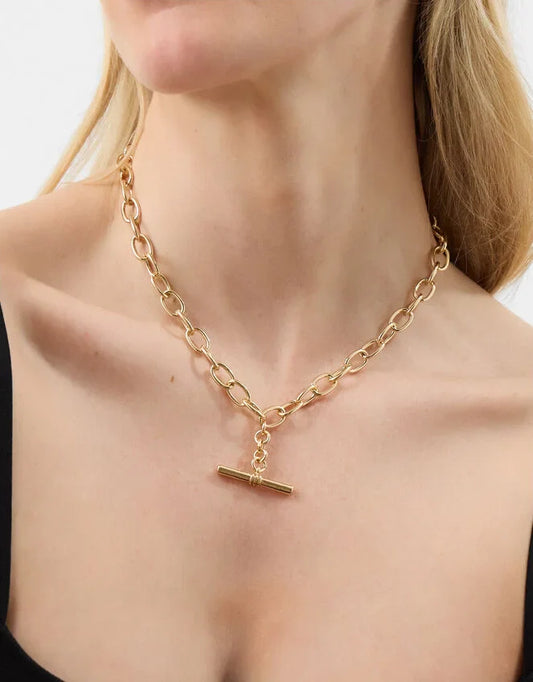 T-Bar Link Chain Necklace Gold