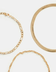 3-Pack Delicate Chain Bracelets Gold