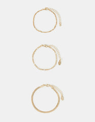 3-Pack Delicate Chain Bracelets Gold