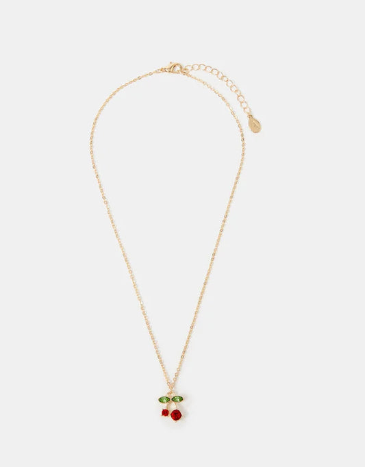 Gem Cherry Pendant Necklace