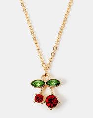 Gem Cherry Pendant Necklace