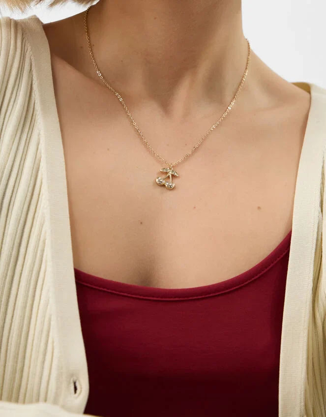 Diamante Cherry Pendant Necklace
