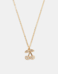 Diamante Cherry Pendant Necklace