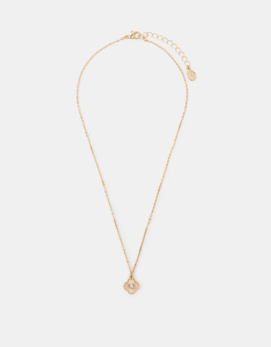Diamante Clover Pendant Necklace