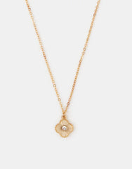 Diamante Clover Pendant Necklace