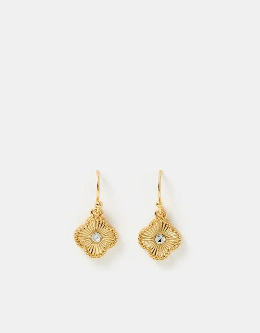 Diamante Clover Drop Earrings