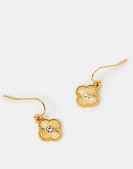 Diamante Clover Drop Earrings