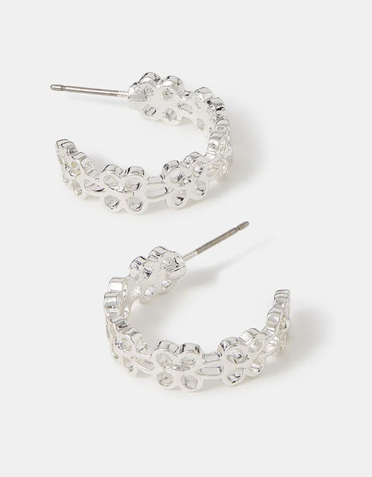 FLOWER CUT OUT HOOP - SILVER