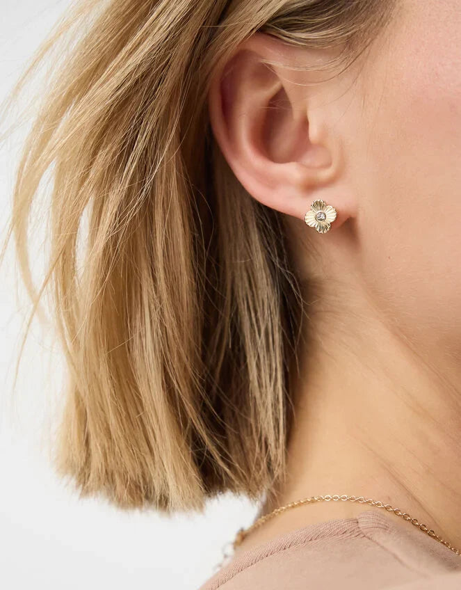 3-Pack Clove Stud Earrings Gold
