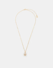 Diamanté Starfish Pendant Necklace Gold
