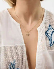 Diamanté Starfish Pendant Necklace Gold