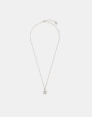 Diamanté Starfish Pendant Necklace Silver