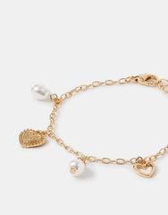 Heart & Pearl Charm Bracelet