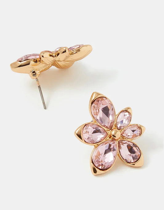 Gemstone Flower Stud Earrings