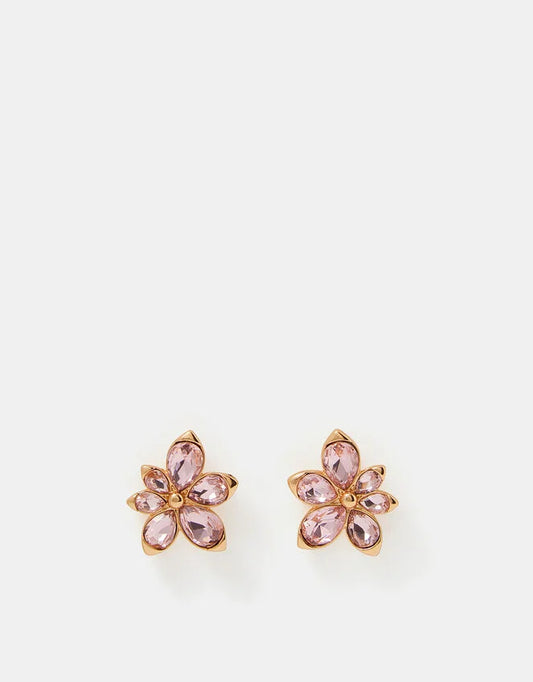 Gemstone Flower Stud Earrings