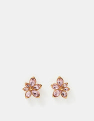 Gemstone Flower Stud Earrings