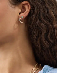 3-Pack Flower Stud & Hoop Earrings - Green