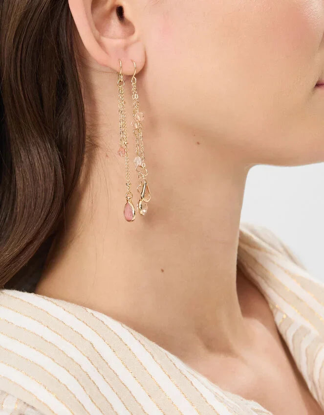 3-Pack Gem Chain Drop Earrings
