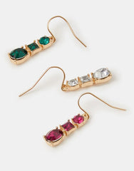 3-Pack Gemstone Drop Earrings