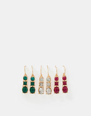 3-Pack Gemstone Drop Earrings