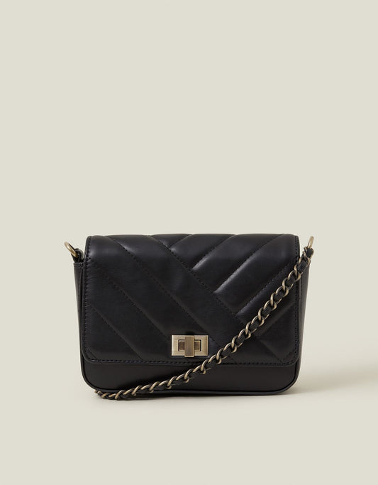 Chain Strap Faux Leather Cross-Body Bag