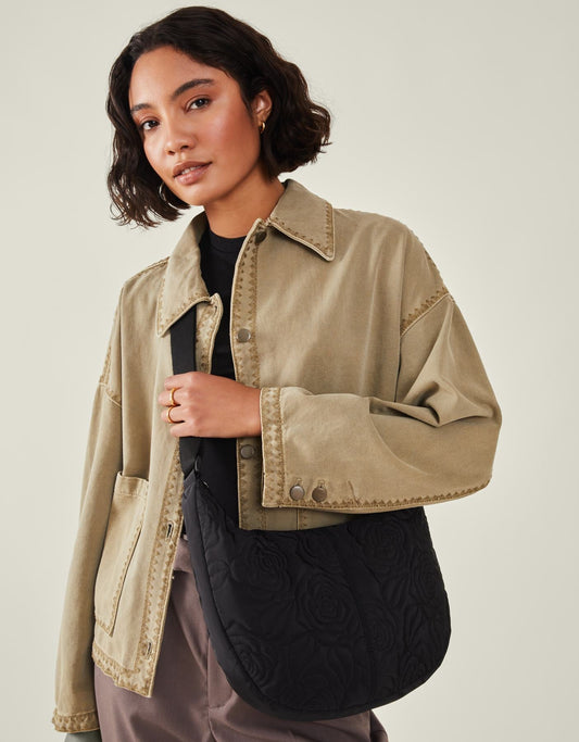 Large Floral Quilted Sling Bag