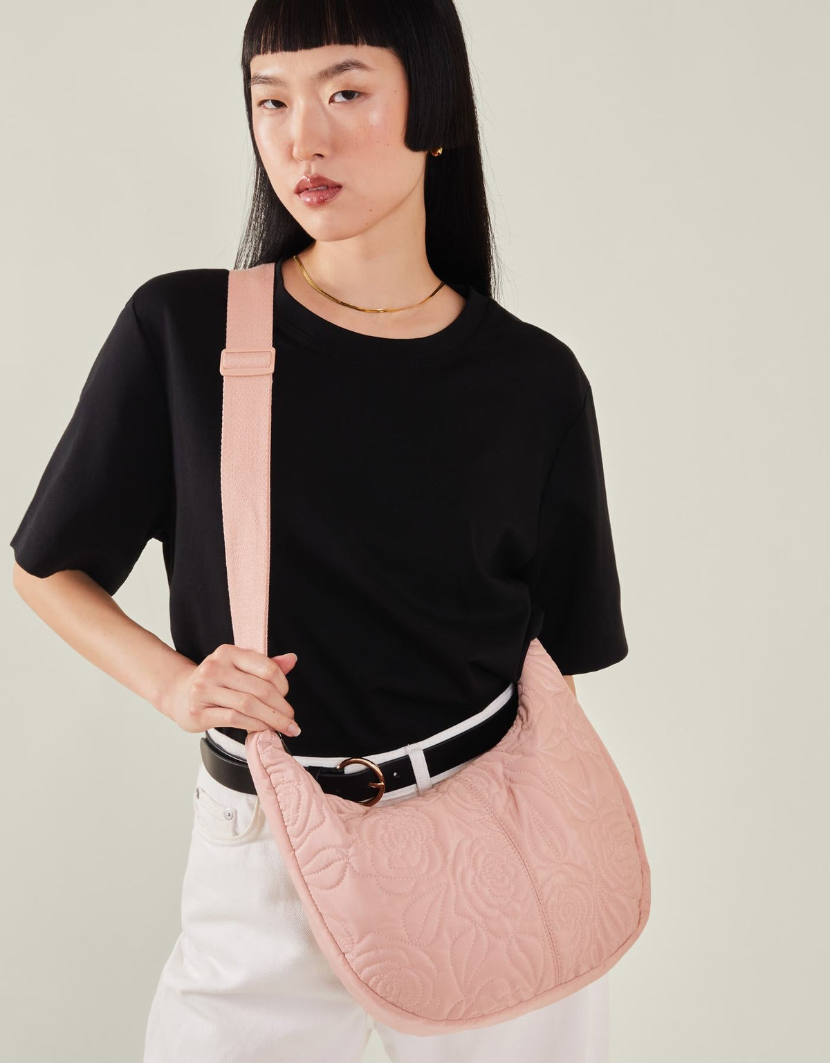 Large Floral Quilted Sling Bag