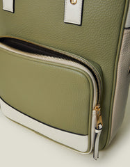 Two-Tone Top Handle Faux Leather Backpack