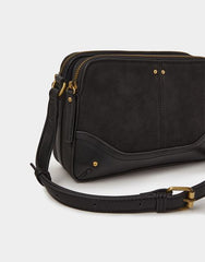 Double Zip Crossbody Bag Black
