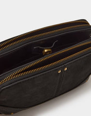 Double Zip Crossbody Bag Black