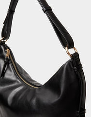 Slouchy Buckle Strap Shoulder Bag Black