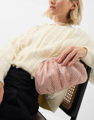 Sequin Clip Frame Clutch Pink