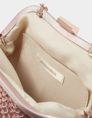 Sequin Clip Frame Clutch Pink