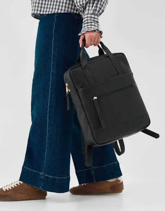Faux Leather Backpack Black