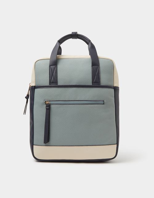 Faux Leather Backpack Blue