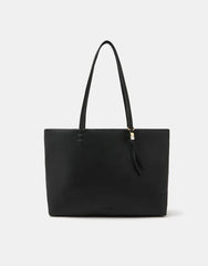 Charm Faux Leather Tote Bag Black