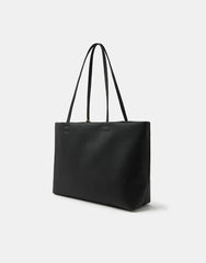 Charm Faux Leather Tote Bag Black