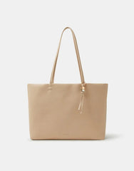 Charm Faux Leather Tote Bag Cream