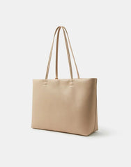 Charm Faux Leather Tote Bag Cream