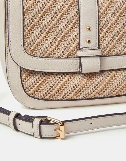 Woven Crossbody Bag Cream