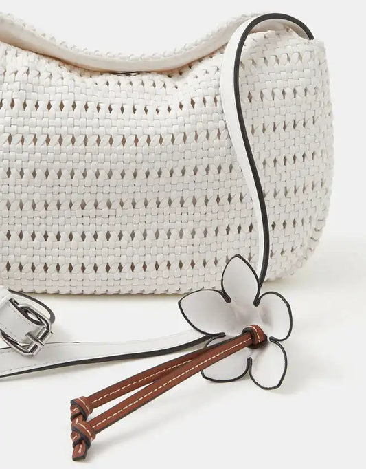 Woven Crossbody Bag White