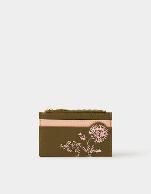 Floral Embroidered Card Holder